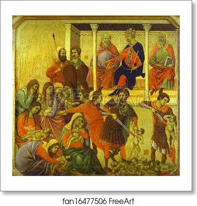 Free art print of Maestà (front, predella) The Massacre of the Innocents by Duccio Di Buoninsegna