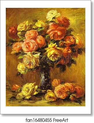 Free art print of Roses in a Vase by Pierre-Auguste Renoir