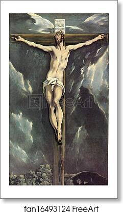 Free art print of Christ on the Cross with Landscapes by El Greco