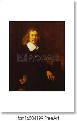 Free art print of A Young Man Seated at a Table by Rembrandt Harmenszoon Van Rijn