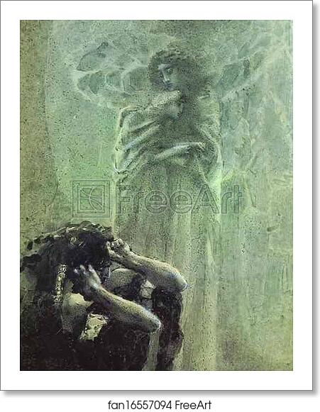 Free art print of Demon and Angel with Tamara's Soul by Mikhail Vrubel