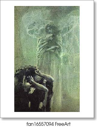 Free art print of Demon and Angel with Tamara's Soul by Mikhail Vrubel