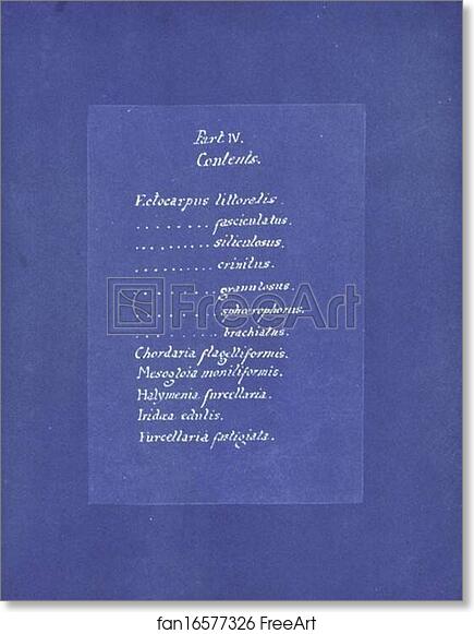 Free art print of Contents list by Anna Atkins