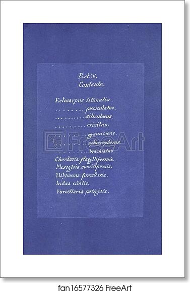 Free art print of Contents list by Anna Atkins