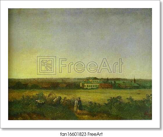 Free art print of View in the Vicinity of Moscow with a Mansion and Two Female Figures by Alexey Savrasov Free art print of View in the Vicinity of Moscow with a Mansion and Two Female Figures by Alexey Savrasov