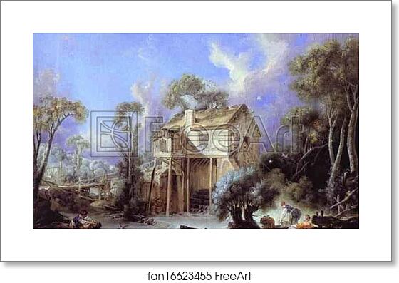 Free art print of The Watermill of Quiquengrogne at Charenton by François Boucher Free art print of The Watermill of Quiquengrogne at Charenton by François Boucher