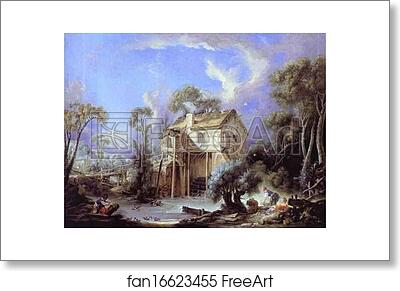 Free art print of The Watermill of Quiquengrogne at Charenton by François Boucher