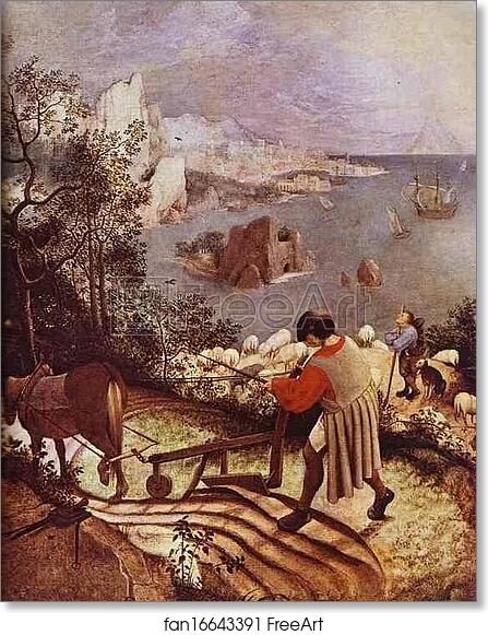 Free art print of Landscape with the Fall of Icarus. Detail by Pieter Bruegel The Elder