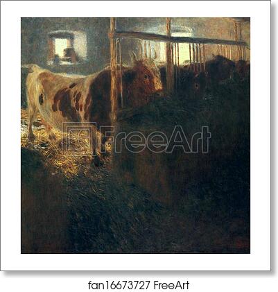 Free art print of Cows in a Stall by Gustav Klimt
