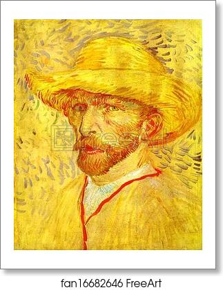Free art print of Self-portrait with Straw Hat by Vincent Van Gogh