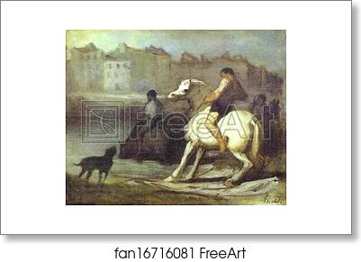 Free art print of The Horses Drink by Honoré Daumier