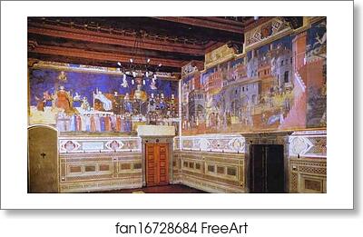 Free art print of Allegory of Good Government: Effects of Good Government in the City and portion of the Effects of Good Government in the Country by Ambrogio Lorenzetti