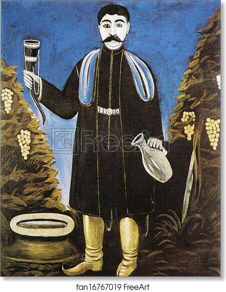 Free art print of Prince with a Horn of Wine by Niko Pirosmani