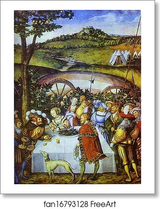 Free art print of Judith Dining with Holofernes by Lucas Cranach The Elder