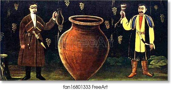 Free art print of Two Georgians at Marani by Niko Pirosmani