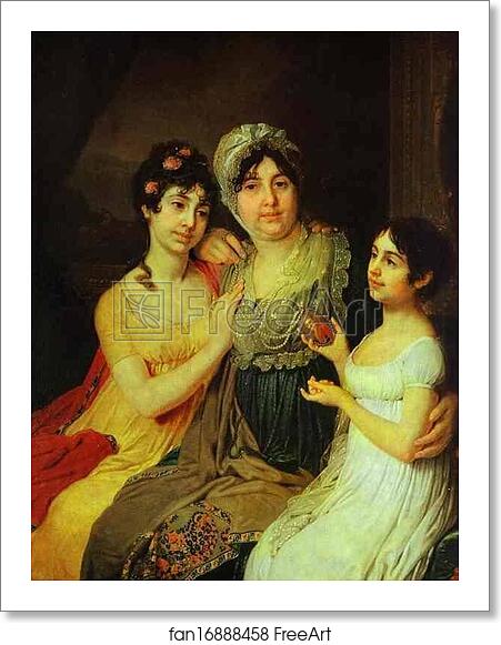 Free art print of Portrait of Countess A. I. Bezborodko with Her Daughters by Vladimir Borovikovsky
