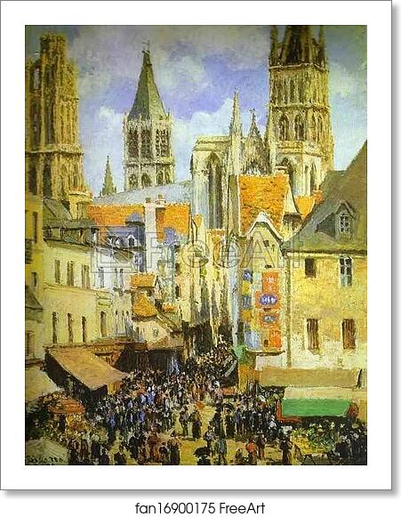 Free art print of The Old Market-Place in Rouen and the Rue de l'Epicerie by Camille Pissarro Free art print of The Old Market-Place in Rouen and the Rue de l'Epicerie by Camille Pissarro