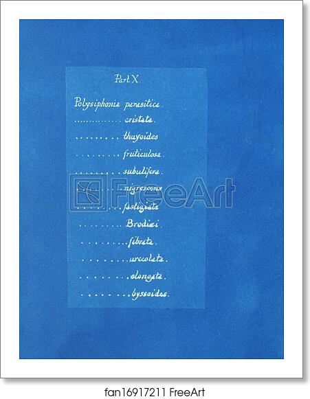 Free art print of Contents list by Anna Atkins Free art print of Contents list by Anna Atkins