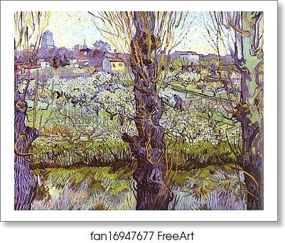Free art print of View of Arles. Orchard in Bloom with Poplars in the Forefront by Vincent Van Gogh Free art print of View of Arles. Orchard in Bloom with Poplars in the Forefront by Vincent Van Gogh