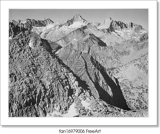 Free art print of Mt. Brewer, Kings River Canyon (Proposed as a national park), California, 1936. Photographs of National Parks and Monuments, compiled 1941 - 1942, documenting the period ca. 1933 - 1942. by Ansel Adams (1902-1984) Free art print of Mt. Brewer, Kings River Canyon (Proposed as a national park), California, 1936. Photographs of National Parks and Monuments, compiled 1941 - 1942, documenting the period ca. 1933 - 1942. by Ansel Adams (1902-1984)