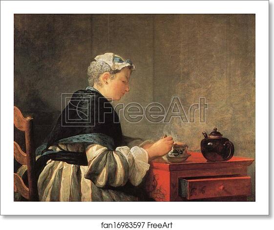 Free art print of Lady Taking Tea by Jean-Baptiste-Simeon Chardin Free art print of Lady Taking Tea by Jean-Baptiste-Simeon Chardin