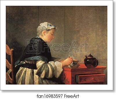 Free art print of Lady Taking Tea by Jean-Baptiste-Simeon Chardin