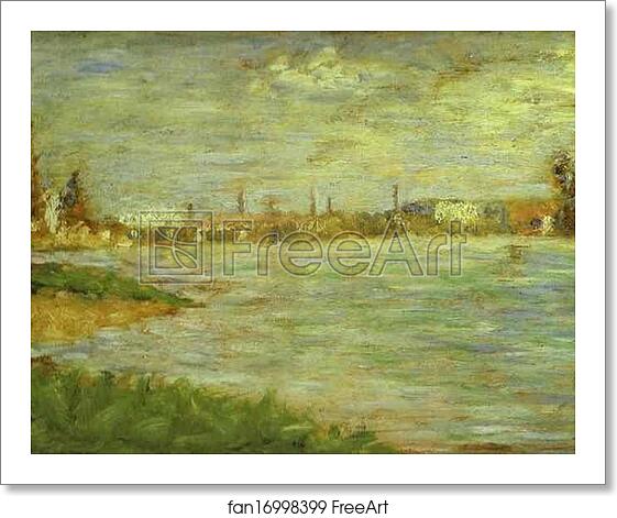 Free art print of Two Banks (study for Bathers at Asnières) by Georges Seurat Free art print of Two Banks (study for Bathers at Asnières) by Georges Seurat