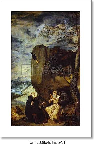 Free art print of St. Anthony Abbot and St. Paul the Hermit by Diego Velázquez