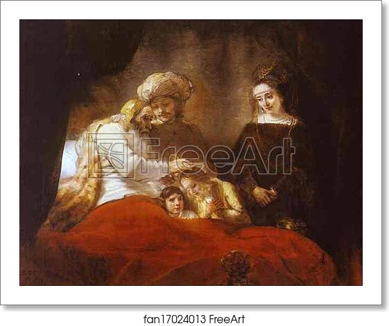 Free art print of Jacob Blessing the Sons of Joseph by Rembrandt Harmenszoon Van Rijn