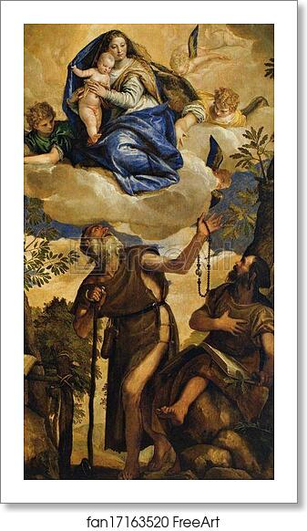 Free art print of Virgin and Child with Angels Appearing to Saint Anthony Abbot and Saint Paul the Hermit by Paolo Veronese Free art print of Virgin and Child with Angels Appearing to Saint Anthony Abbot and Saint Paul the Hermit by Paolo Veronese