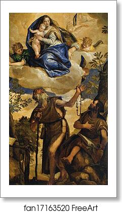 Free art print of Virgin and Child with Angels Appearing to Saint Anthony Abbot and Saint Paul the Hermit by Paolo Veronese
