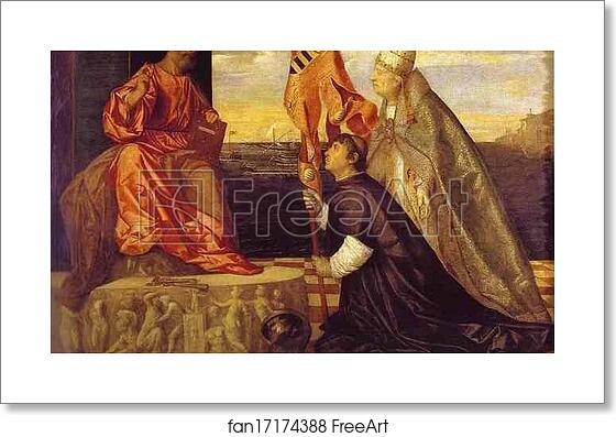 Free art print of Pope Alexander VI Presenting Jacopo Pesaro to Saint Peter by Titian Free art print of Pope Alexander VI Presenting Jacopo Pesaro to Saint Peter by Titian