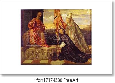 Free art print of Pope Alexander VI Presenting Jacopo Pesaro to Saint Peter by Titian
