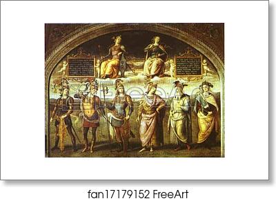 Free art print of The Fortitude and Temperance with Six Antique Heroes by Pietro Perugino