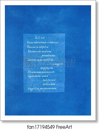 Free art print of Contents list by Anna Atkins Free art print of Contents list by Anna Atkins