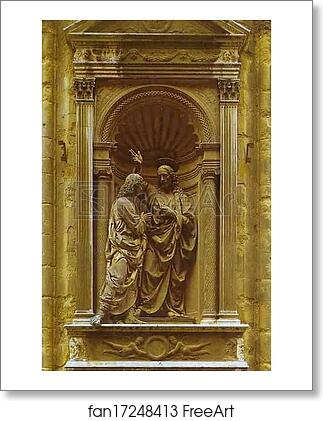 Free art print of Christ and Doubting Thomas by Andrea Del Verrocchio