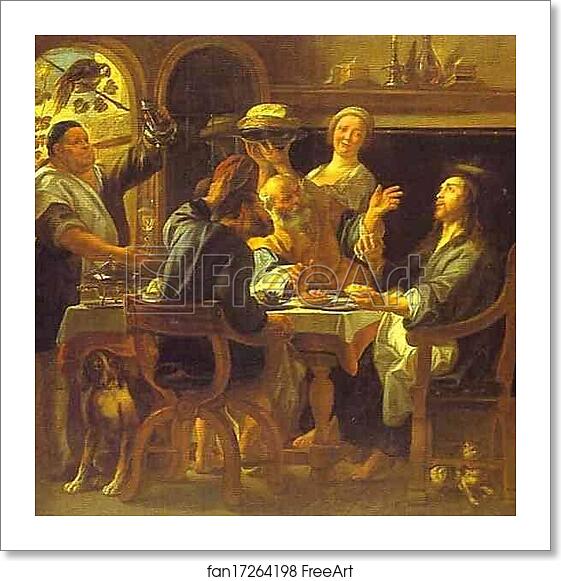 Free art print of The Supper at Emmaus by Jacob Jordaens