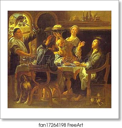 Free art print of The Supper at Emmaus by Jacob Jordaens