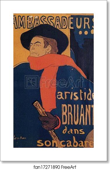 Free art print of Les Ambassadeurs: Aristide Bruant by Henri De Toulouse-Lautrec