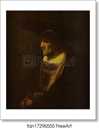 Free art print of Portrait of a Man in the Hat Decorated with Pearls by Rembrandt Harmenszoon Van Rijn