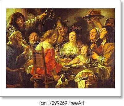 Free art print of The King Drinks; Celebration of the Feast of the Epiphany by Jacob Jordaens