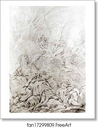 Free art print of Hagar and Ishmael in the Desert by François Boucher