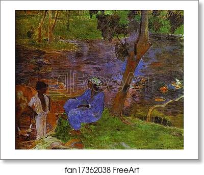 Free art print of At the Pond by Paul Gauguin
