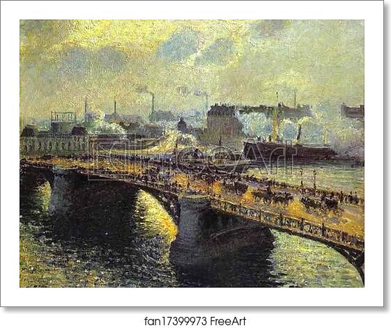 Free art print of The Boieldiieu Bridge at Rouen, Setting Sun, Foggy Weather by Camille Pissarro Free art print of The Boieldiieu Bridge at Rouen, Setting Sun, Foggy Weather by Camille Pissarro