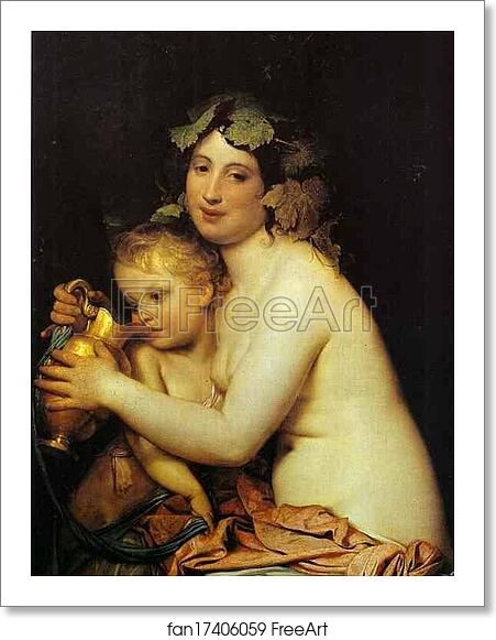 Free art print of Bacchante Giving Wine to Cupid by Feodor Bruni