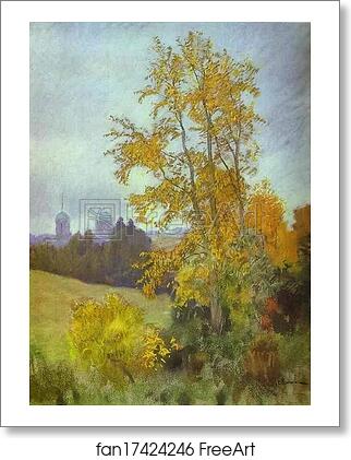 Free art print of Autumn Landscape with a Church by Isaac Levitan