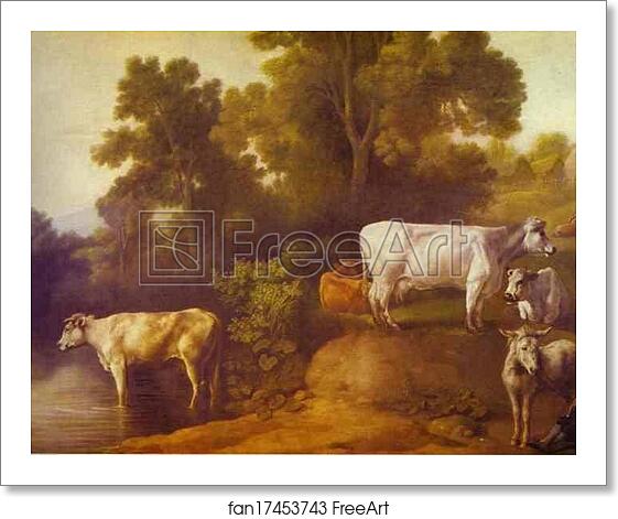 Free art print of Cattle by a Stream by George Stubbs Free art print of Cattle by a Stream by George Stubbs