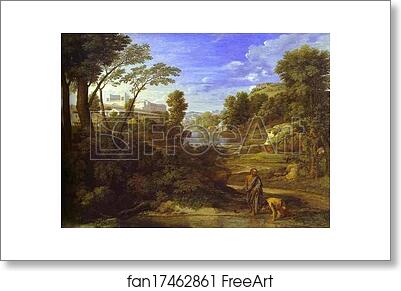 Free art print of Landscape with Diogenes by Nicolas Poussin