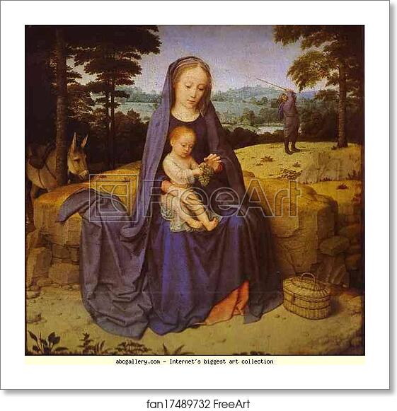 Free art print of The Rest on the Flight into Egypt by Gerard David