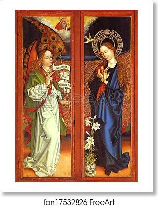 Free art print of The Annunciation by Martin Schongauer